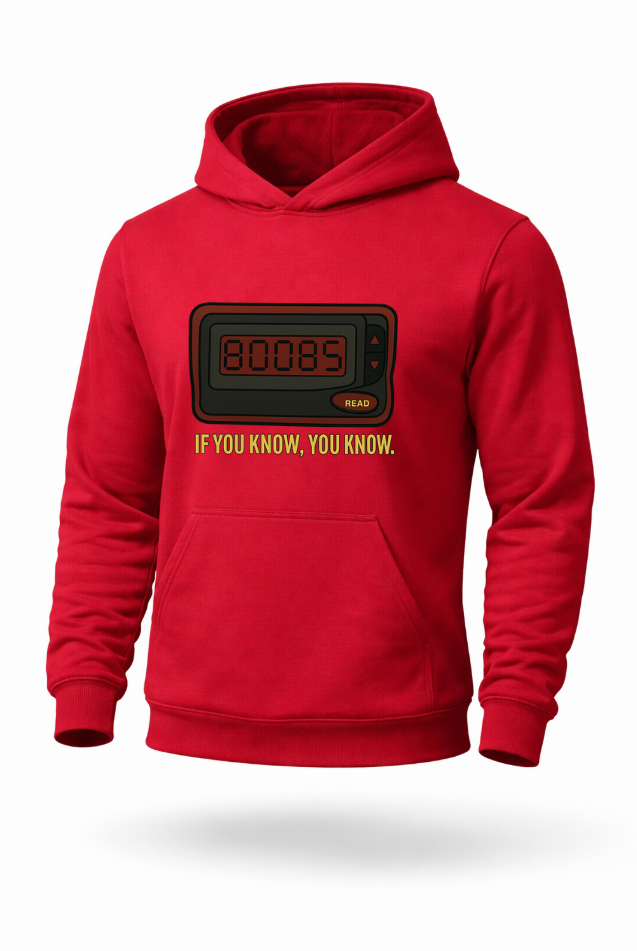 80085 pager retro tech meme hoodie by Tailored Threadz