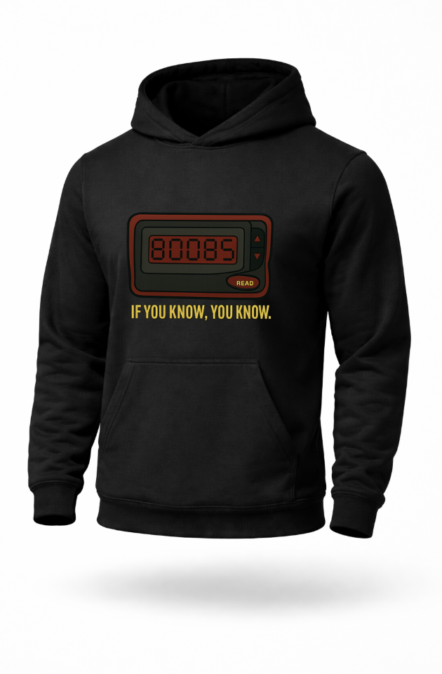 80085 pager retro tech meme hoodie by Tailored Threadz