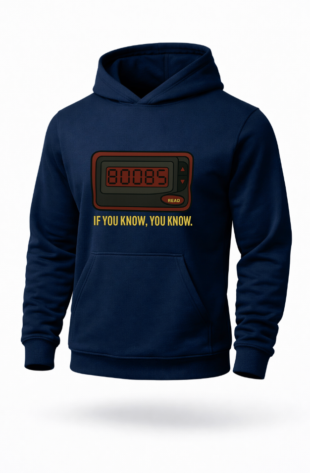 80085 pager retro tech meme hoodie by Tailored Threadz