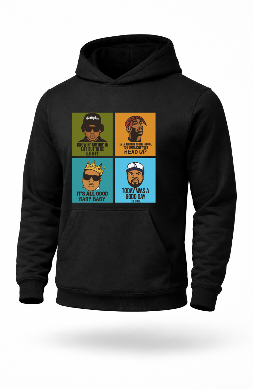 90s hip hop inspired retro rap streetwear hoodie by Tailored Threadz