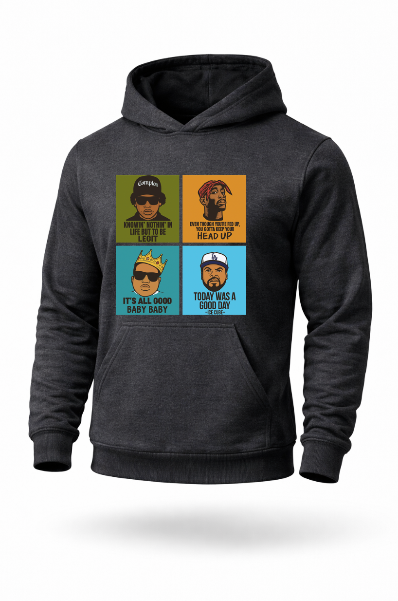 90s hip hop inspired retro rap streetwear hoodie by Tailored Threadz