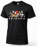Black Horror Friends Halloween shirt with colorful horror character graphic
