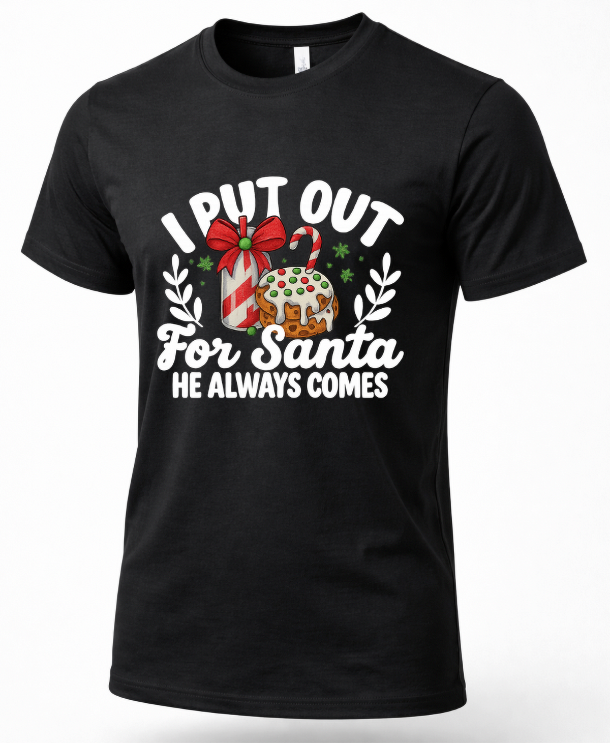 Black I Put Out for Santa funny Christmas t-shirt with adult holiday humor design