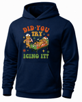 Navy blue Did You Try Icing It hoodie with funny gingerbread medical Christmas design