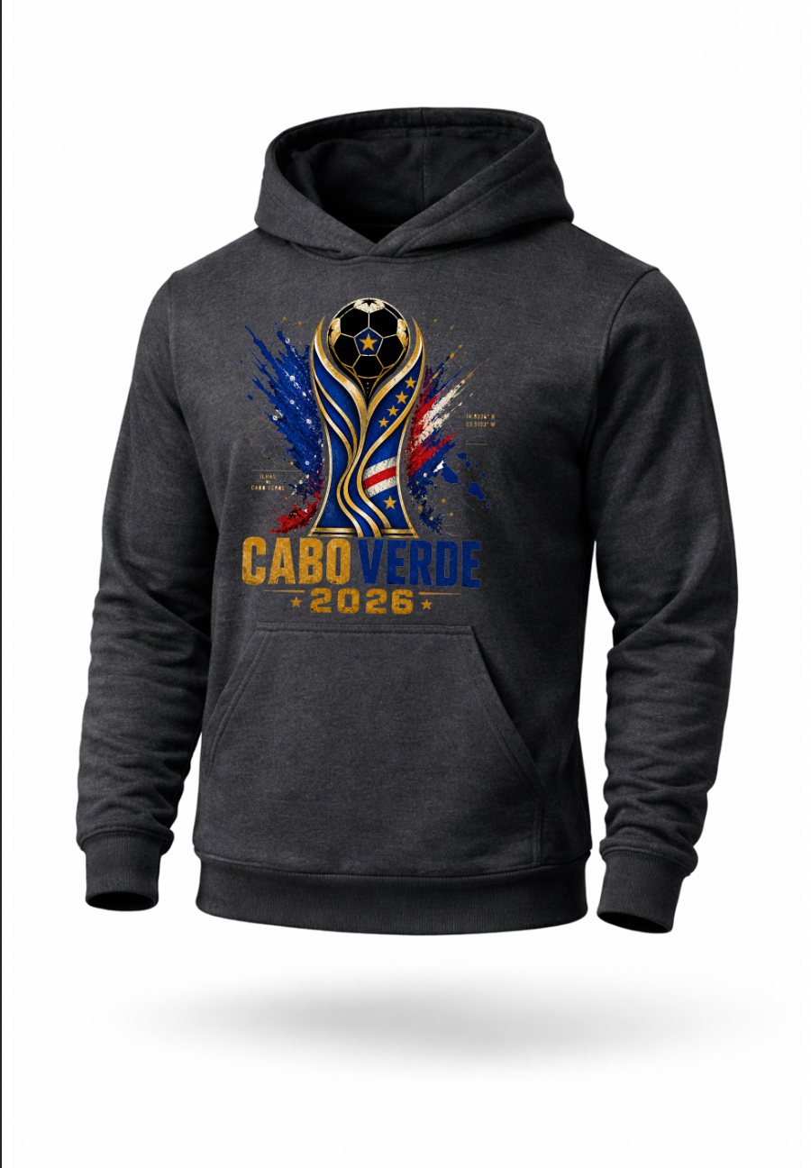 Charcoal Cape Verde football hoodie for soccer fans and Cabo Verde supporters