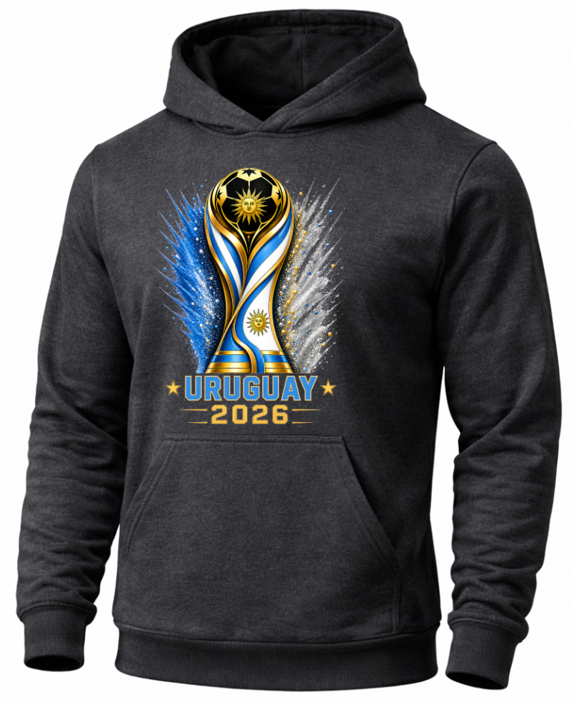 Charcoal Uruguay soccer hoodie for football fans