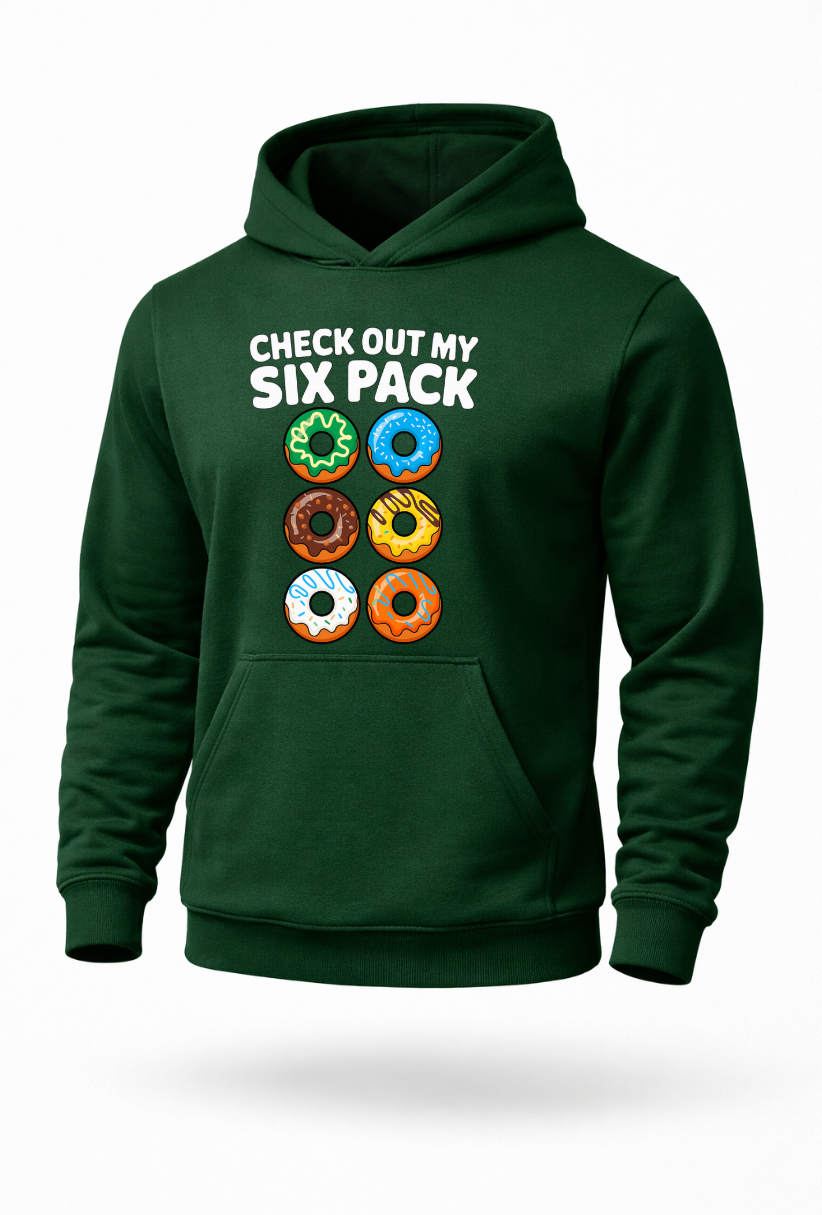 Check Out My Six Pack funny donut graphic hoodie by Tailored Threadz