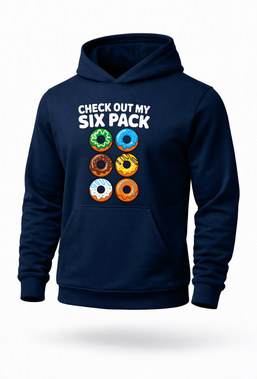 Check Out My Six Pack funny donut graphic hoodie by Tailored Threadz