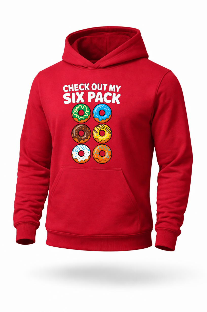 Check Out My Six Pack funny donut graphic hoodie by Tailored Threadz