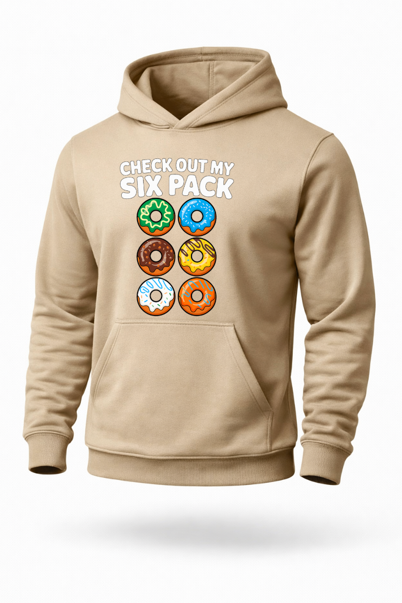 Check Out My Six Pack funny donut graphic hoodie by Tailored Threadz