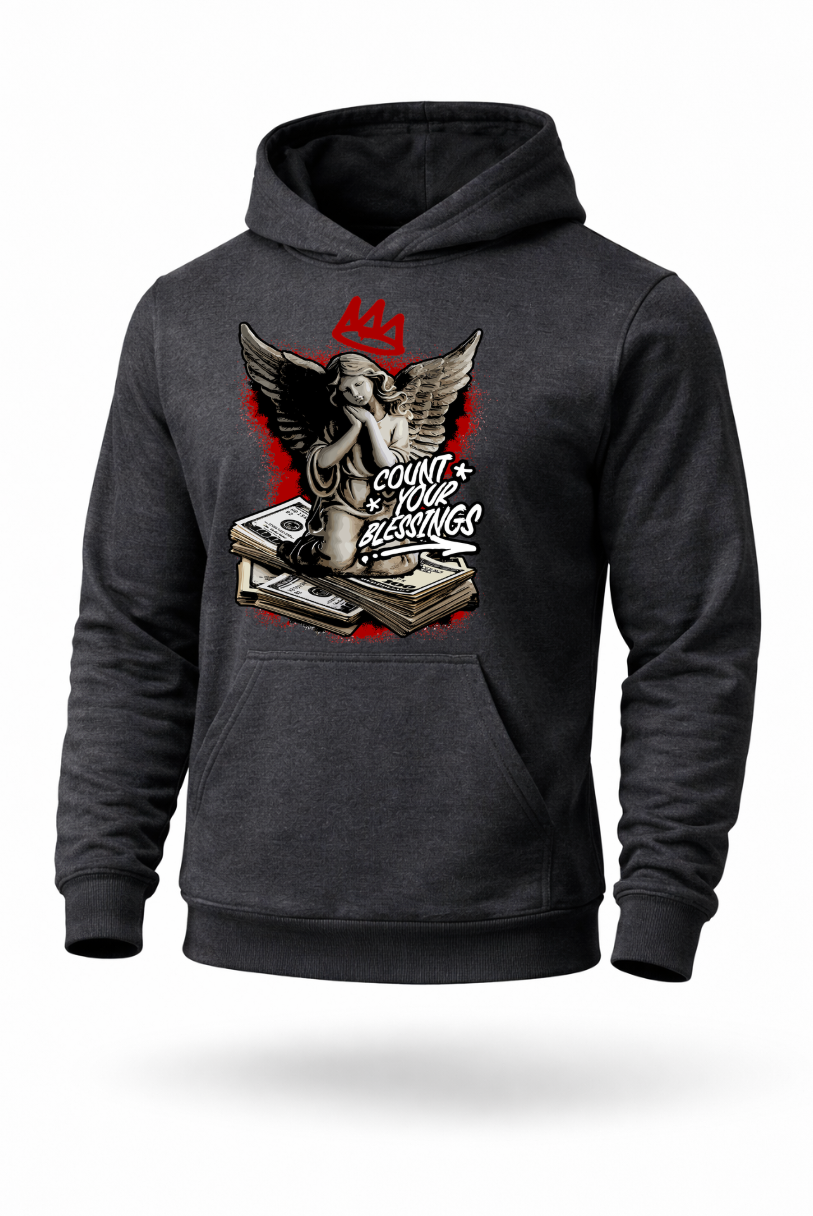Count Your Blessings angel money motivational streetwear hoodie by Tailored Threadz