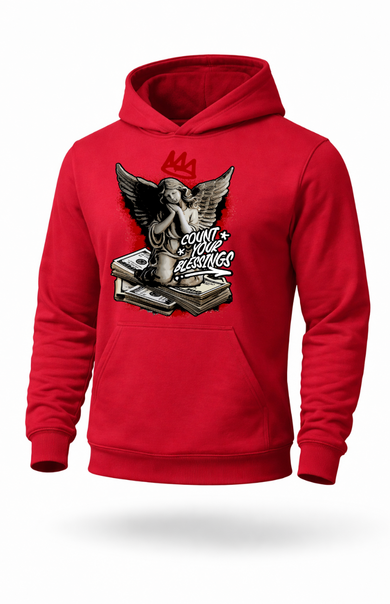 Count Your Blessings angel money motivational streetwear hoodie by Tailored Threadz