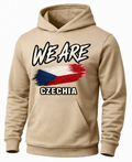 A beige pullover hoodie with a graphic on the chest that reads 'WE ARE CZECHIA' above and below a stylized Czech flag, shown on a plain white background.