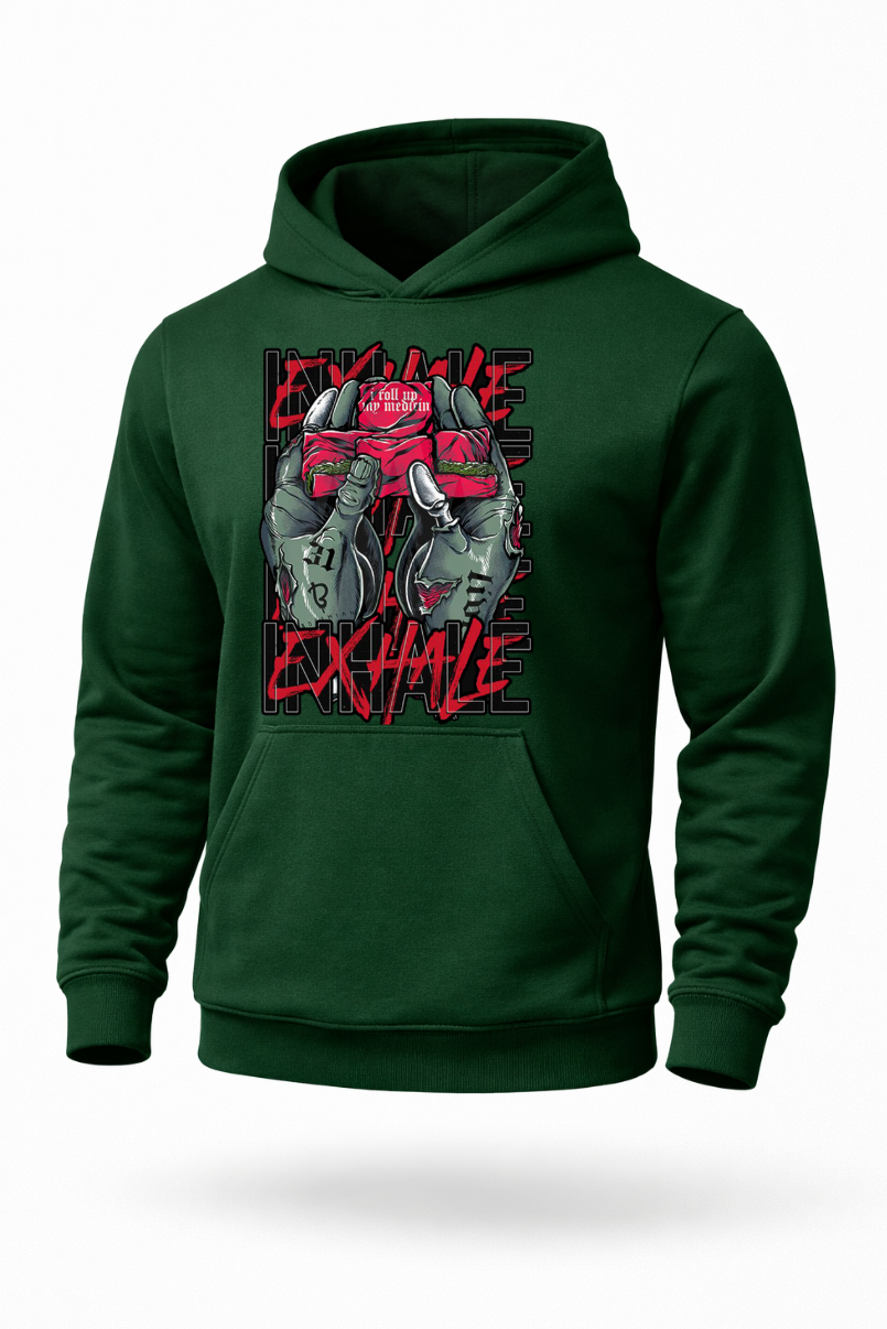 Inhale Exhale edgy streetwear graphic hoodie by Tailored Threadz