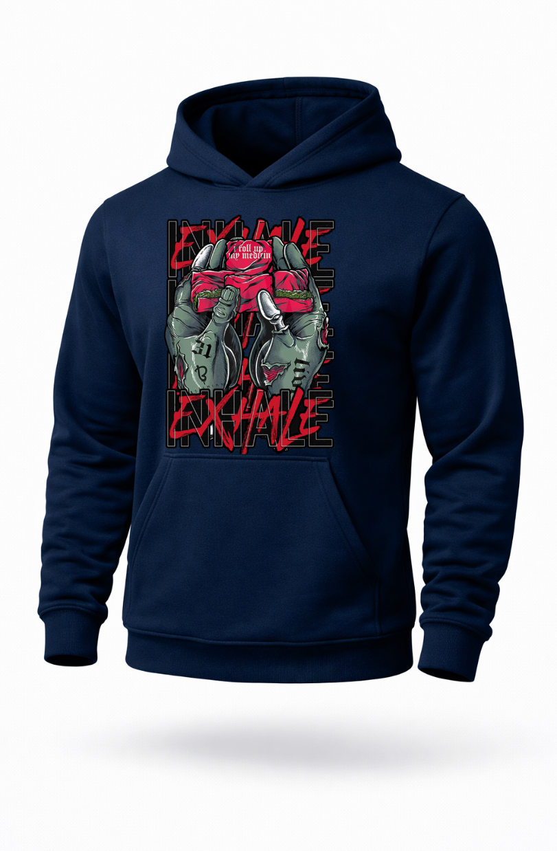 Inhale Exhale edgy streetwear graphic hoodie by Tailored Threadz