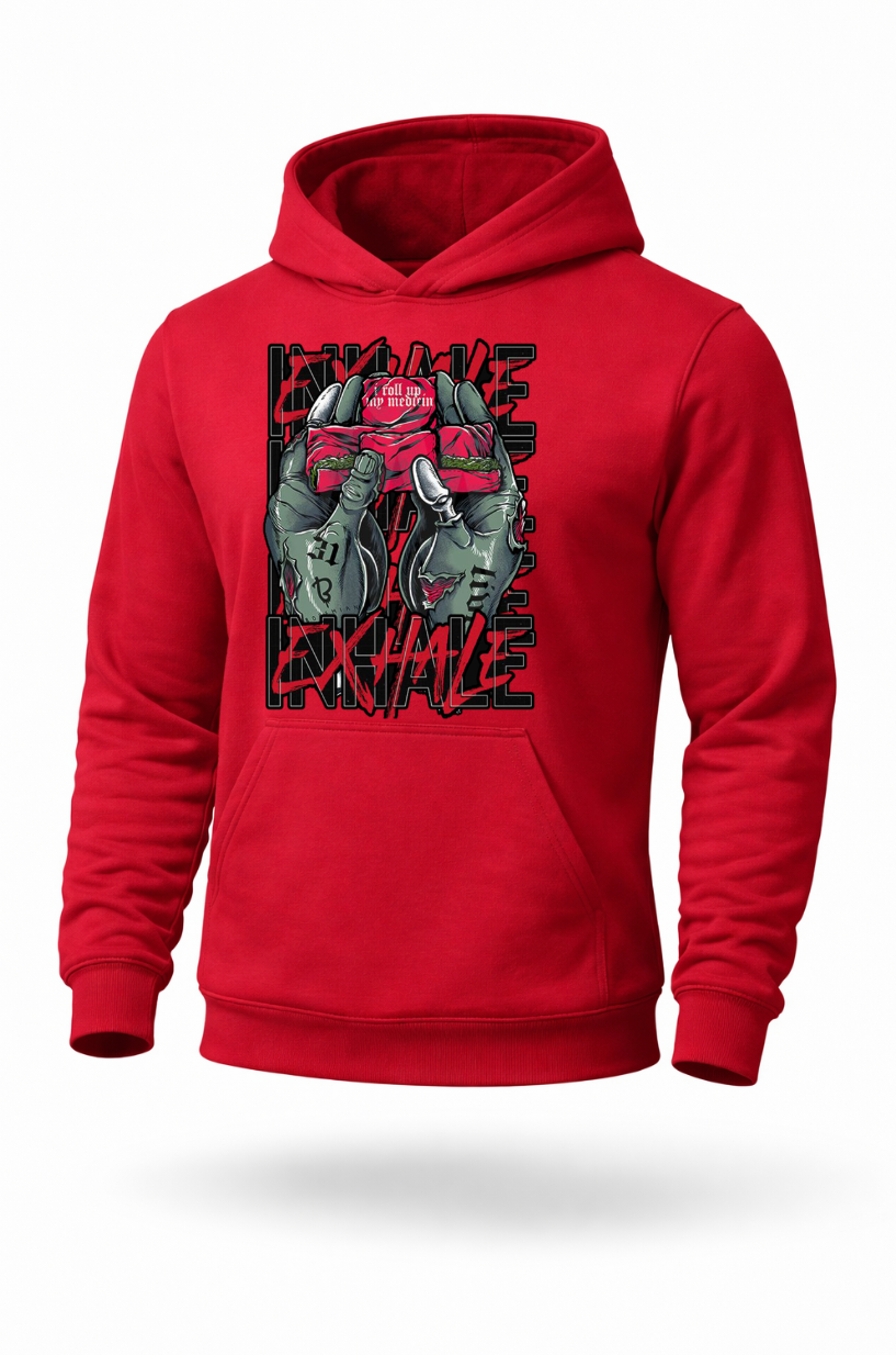 Inhale Exhale edgy streetwear graphic hoodie by Tailored Threadz