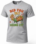 Front view of heather gray funny gingerbread Christmas nurse graphic t-shirt featuring Did You Try Icing It design.