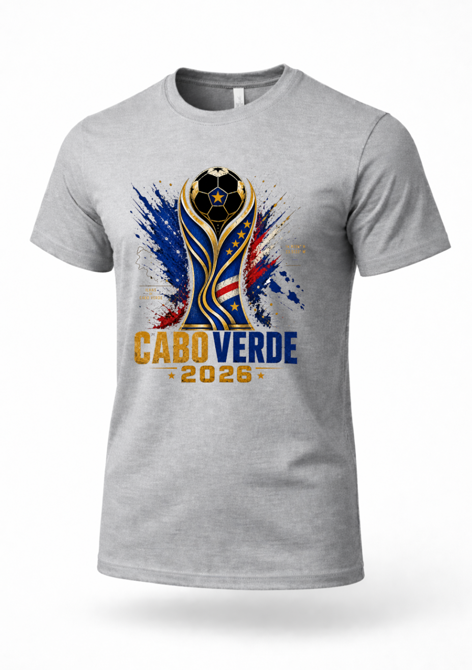 Gray Cape Verde soccer shirt featuring Cabo Verde football supporter design