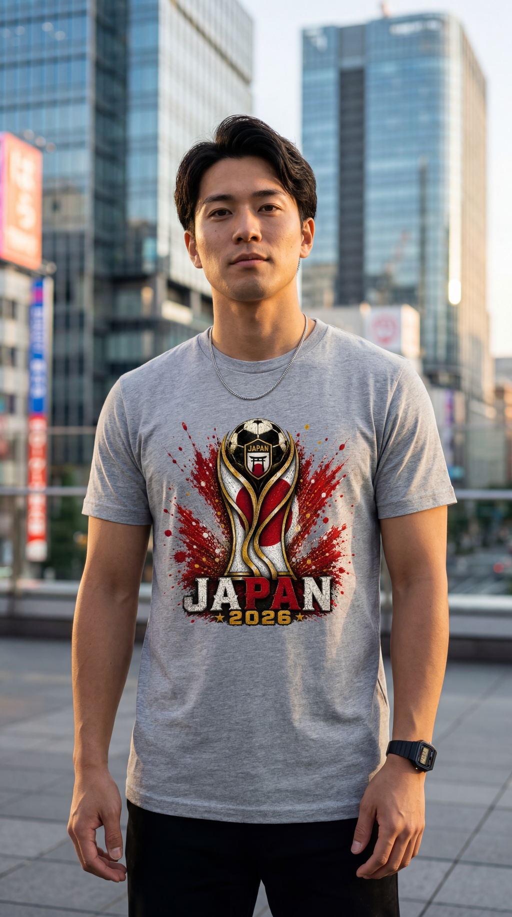 Gray Japan Soccer Shirt Lifestyle Photo Football Fan Clothing