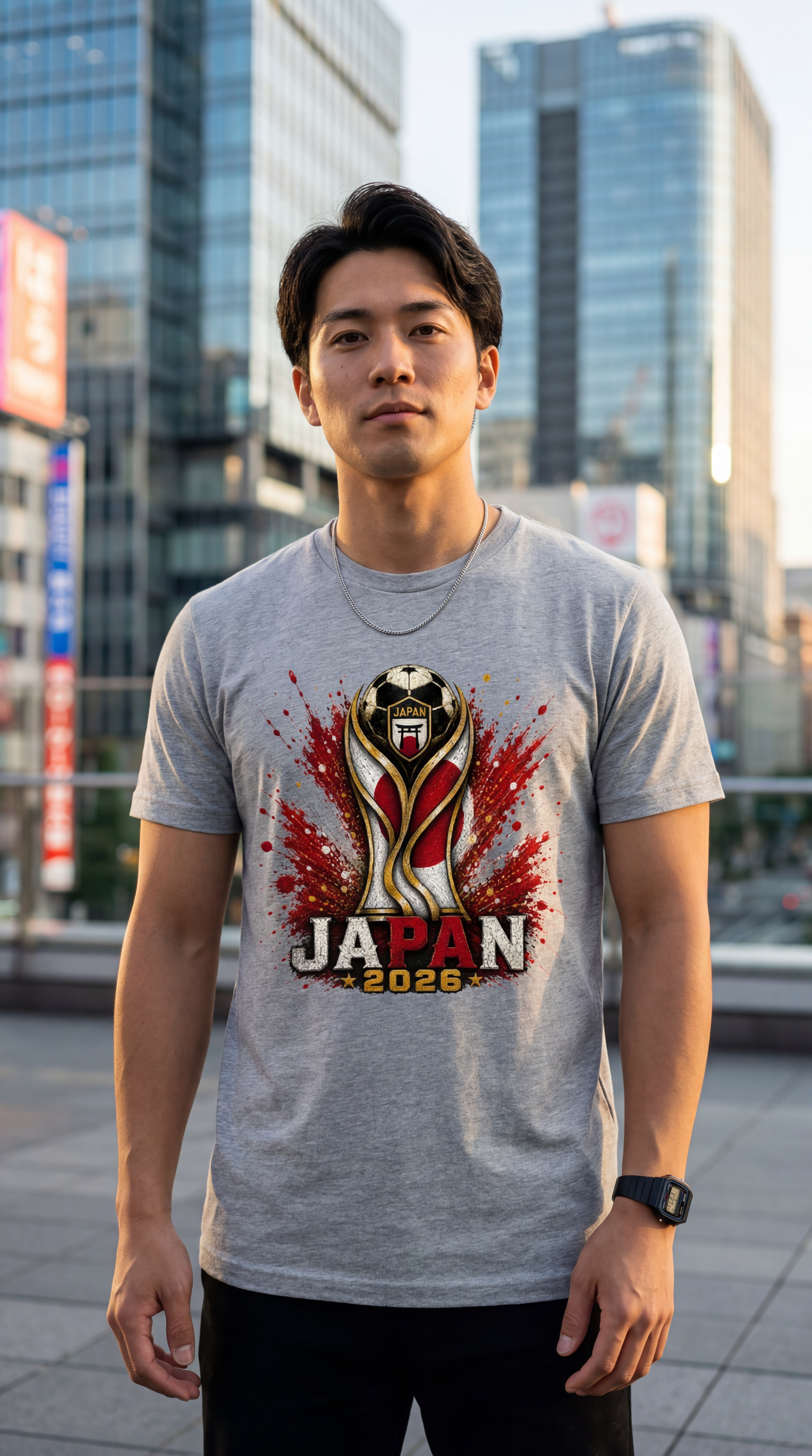Gray Japan Soccer Shirt Lifestyle Photo Football Fan Clothing