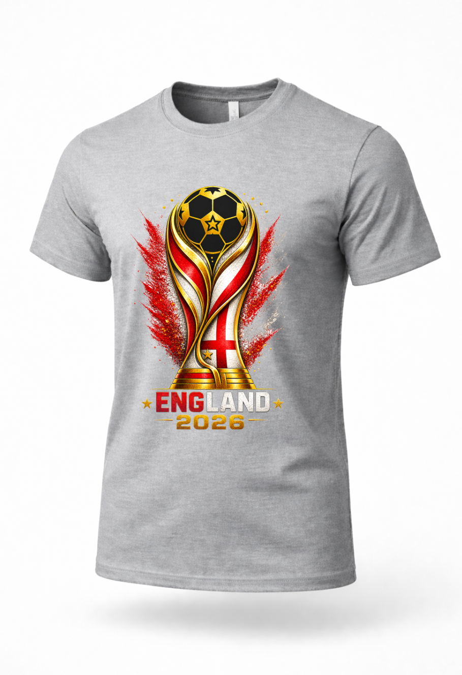 Grey England 2026 football graphic tee mockup inspired by English football culture