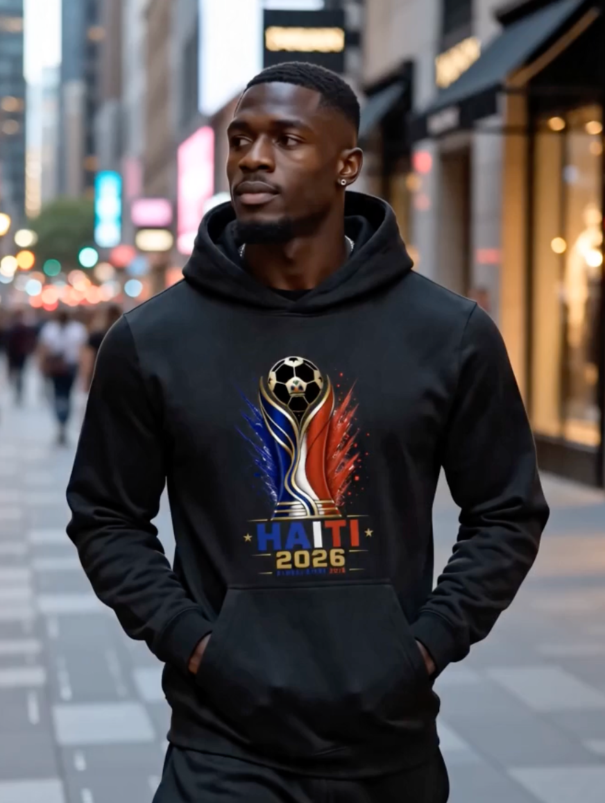 Haiti 2026 Hoodie Haitian Pride Soccer Fan Sweatshirt Black Pullover