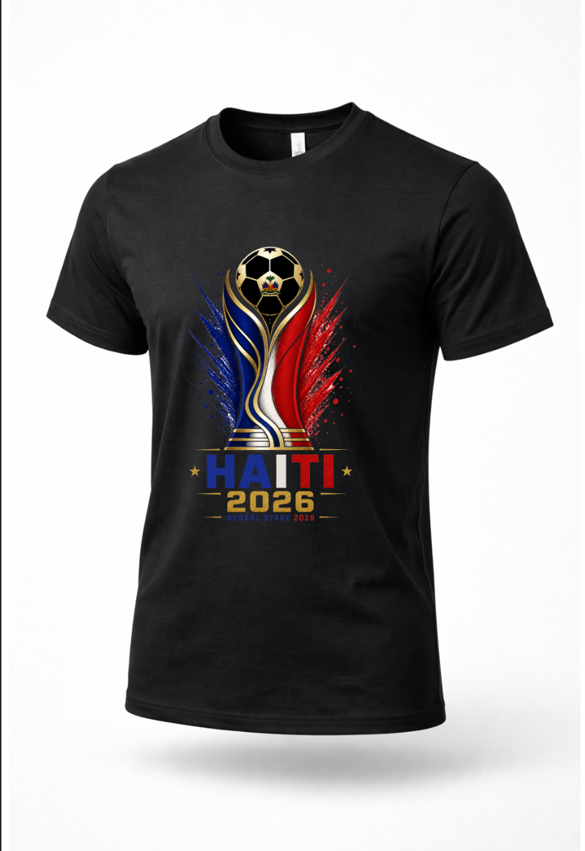 Haiti 2026 Soccer Shirt Black Graphic Tee Haitian Pride Apparel