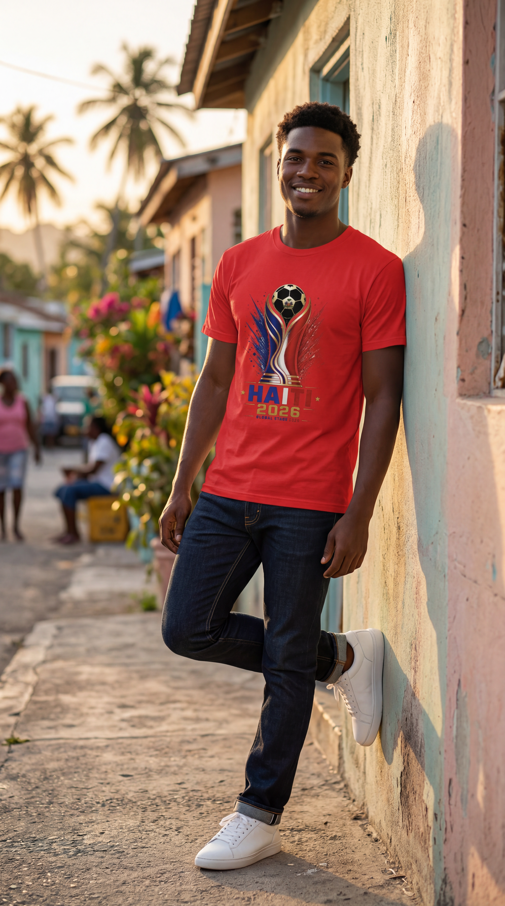 Haitian Pride Shirt 2026 Red Haiti Soccer Fan Apparel Caribbean Heritage T-Shirt