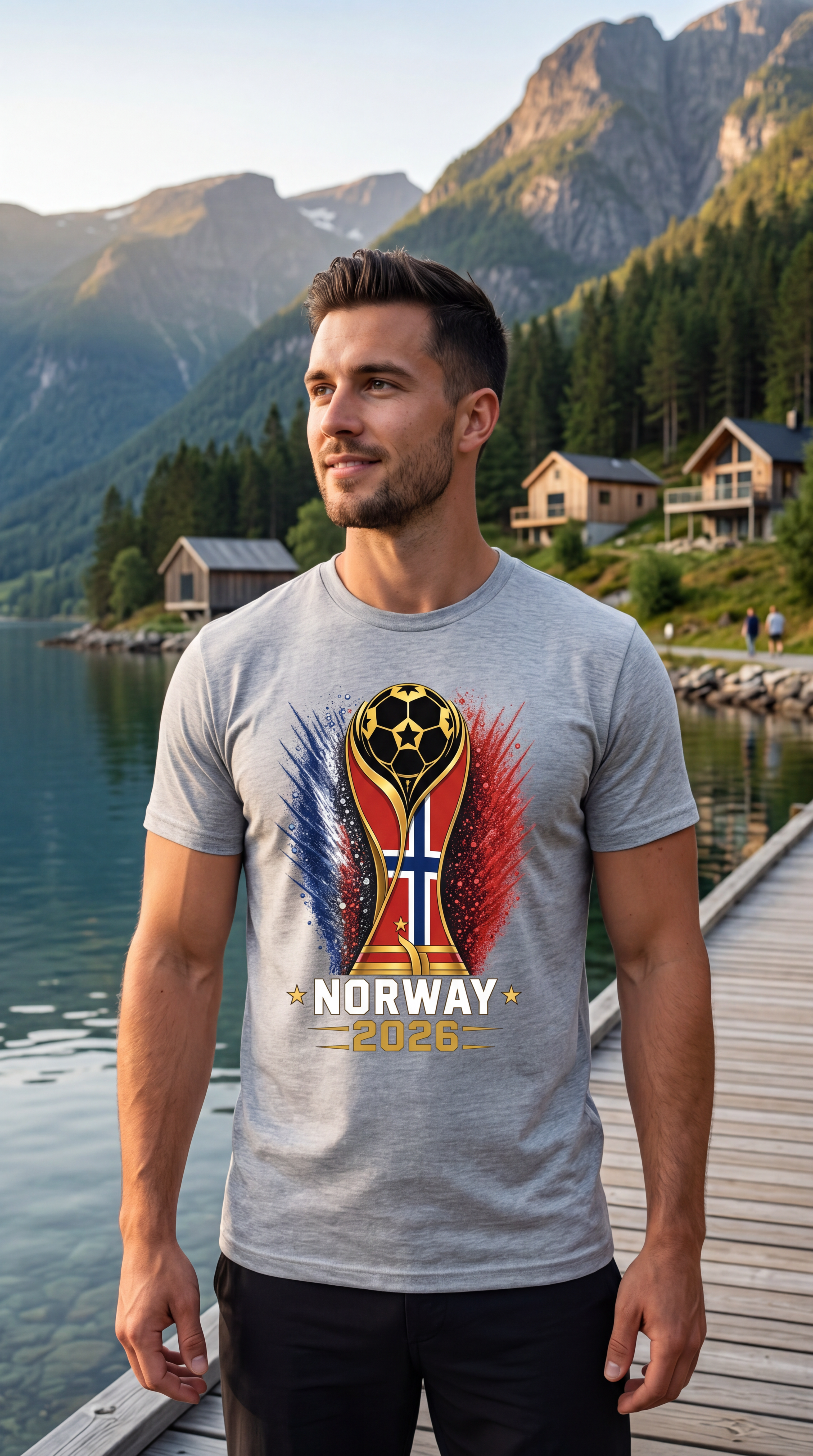 Man wearing a t-shirt with Ivory Coast 2026 design in an urban setting