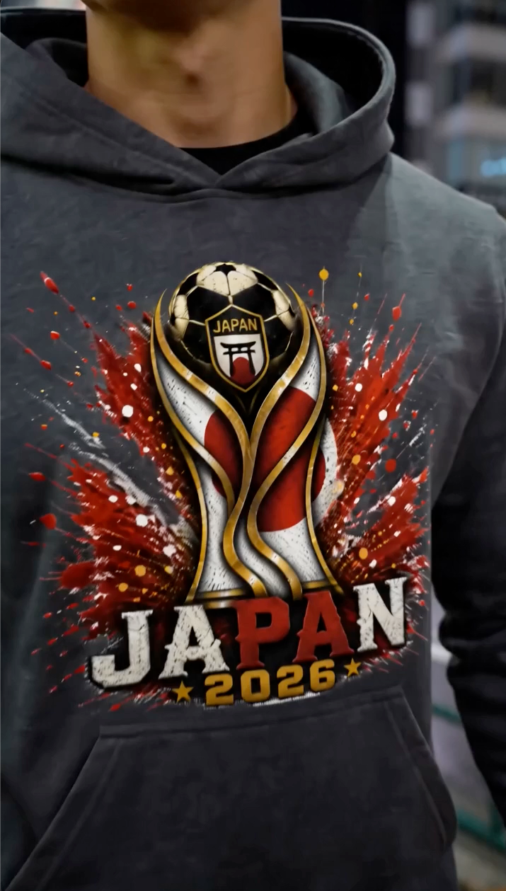 Japan Soccer Hoodie 2026 Japanese Football Fan Sweatshirt Lifestyle Photo