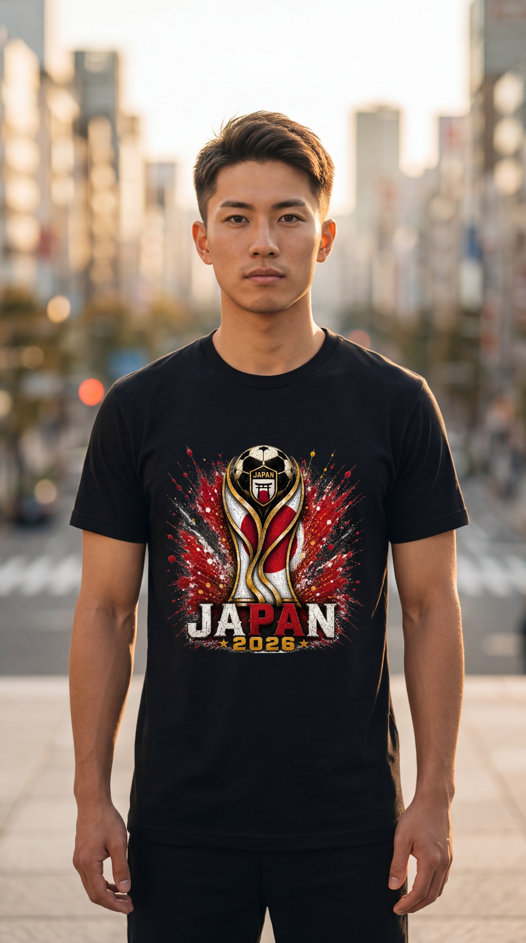 Japanese Football Supporter Shirt Black Lifestyle Photo