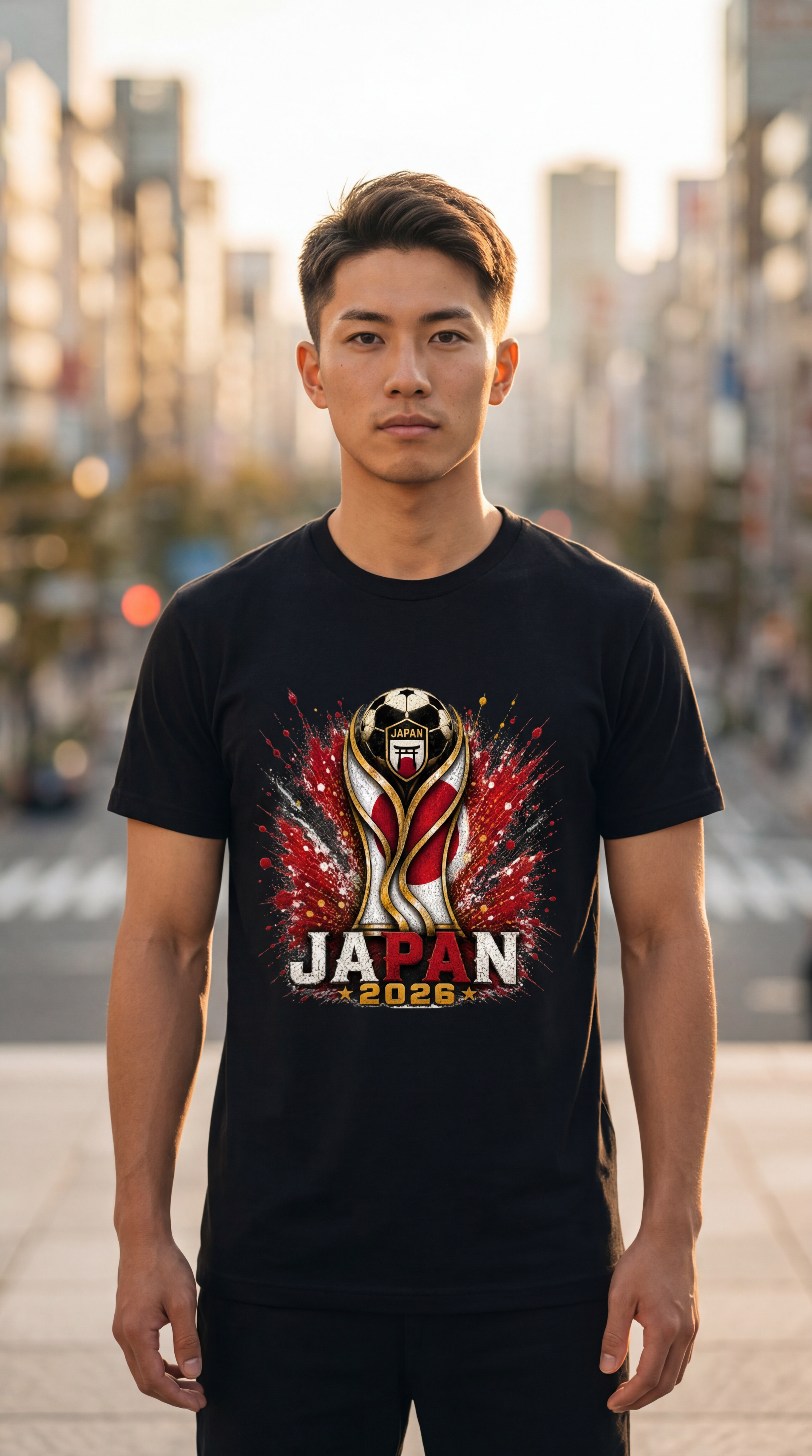 Japanese Football Supporter Shirt Black Lifestyle Photo