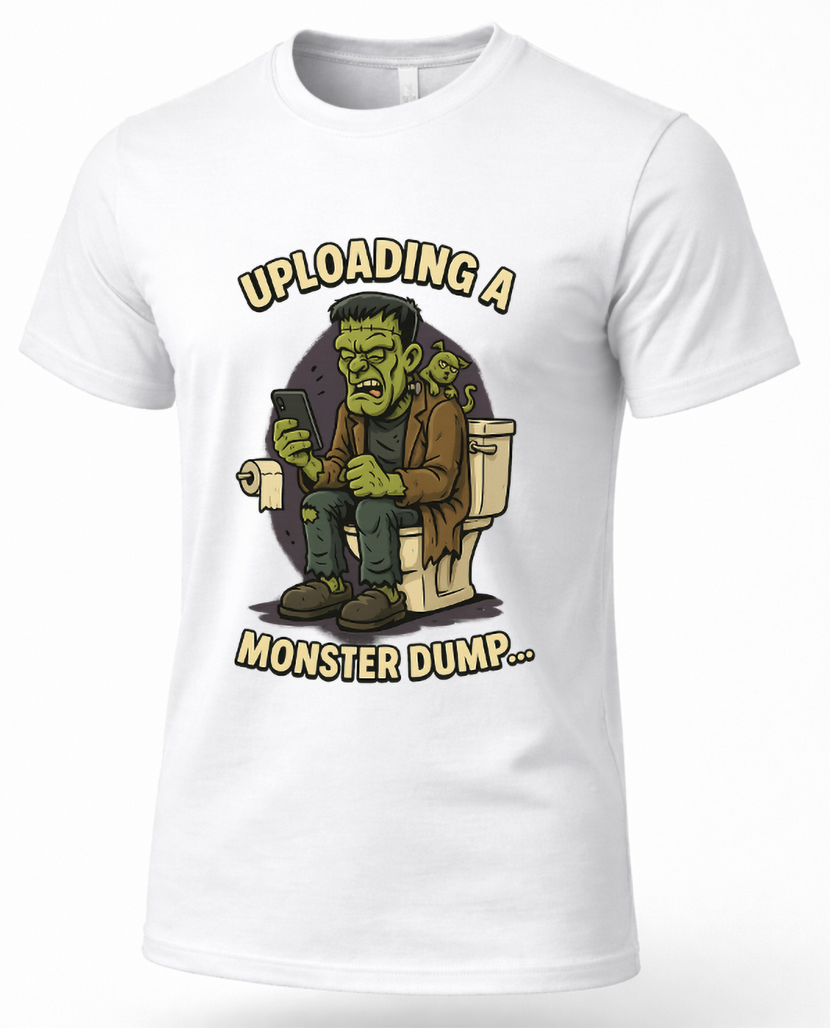 White funny monster Halloween shirt featuring Monster Dump toilet humor graphic