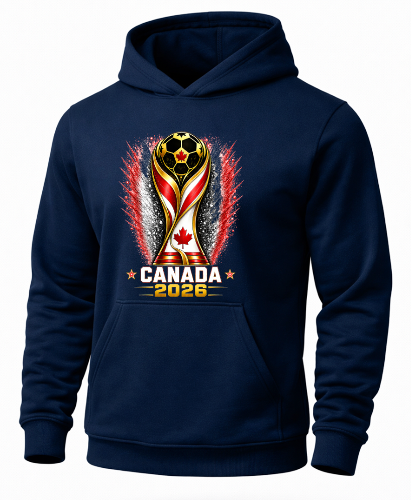 Navy blue Canada football supporter hoodie mockup