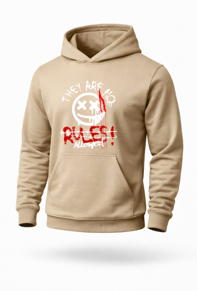 No Rules Allowed dark streetwear graphic hoodie by Tailored Threadz