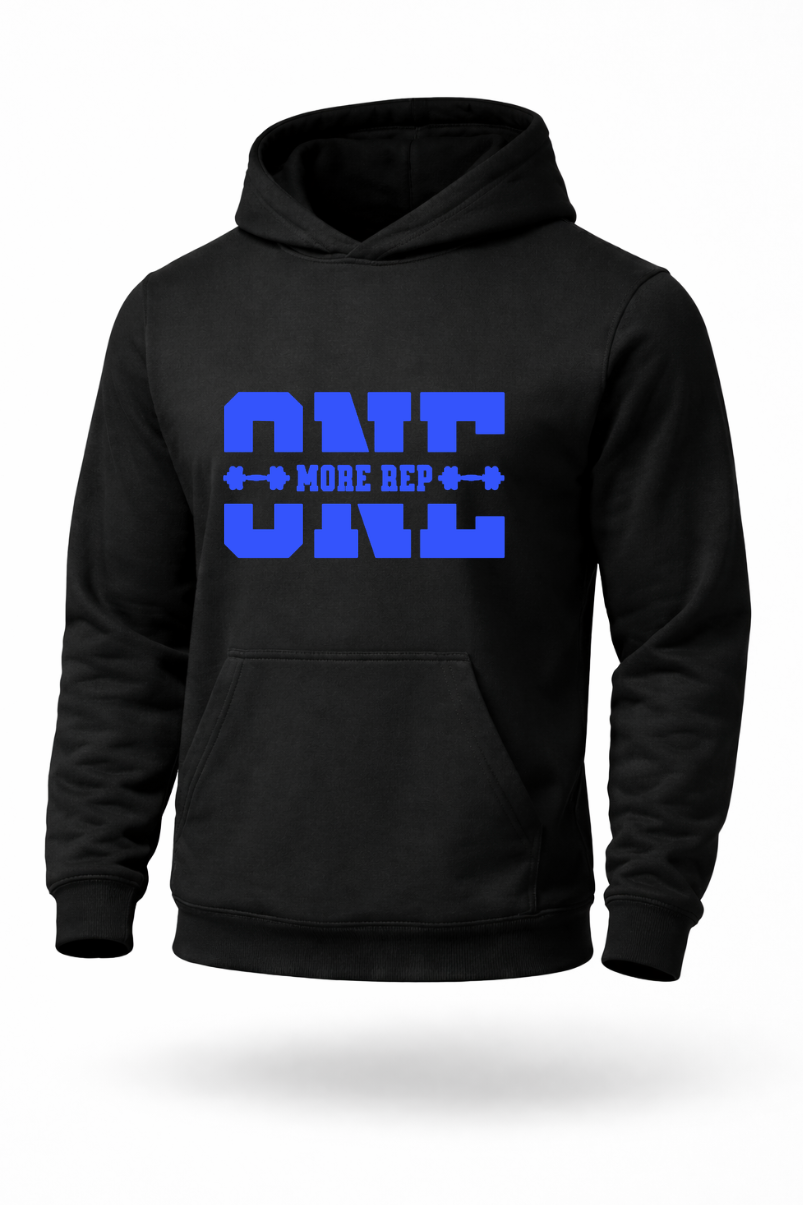 One More Rep fitness motivation gym hoodie