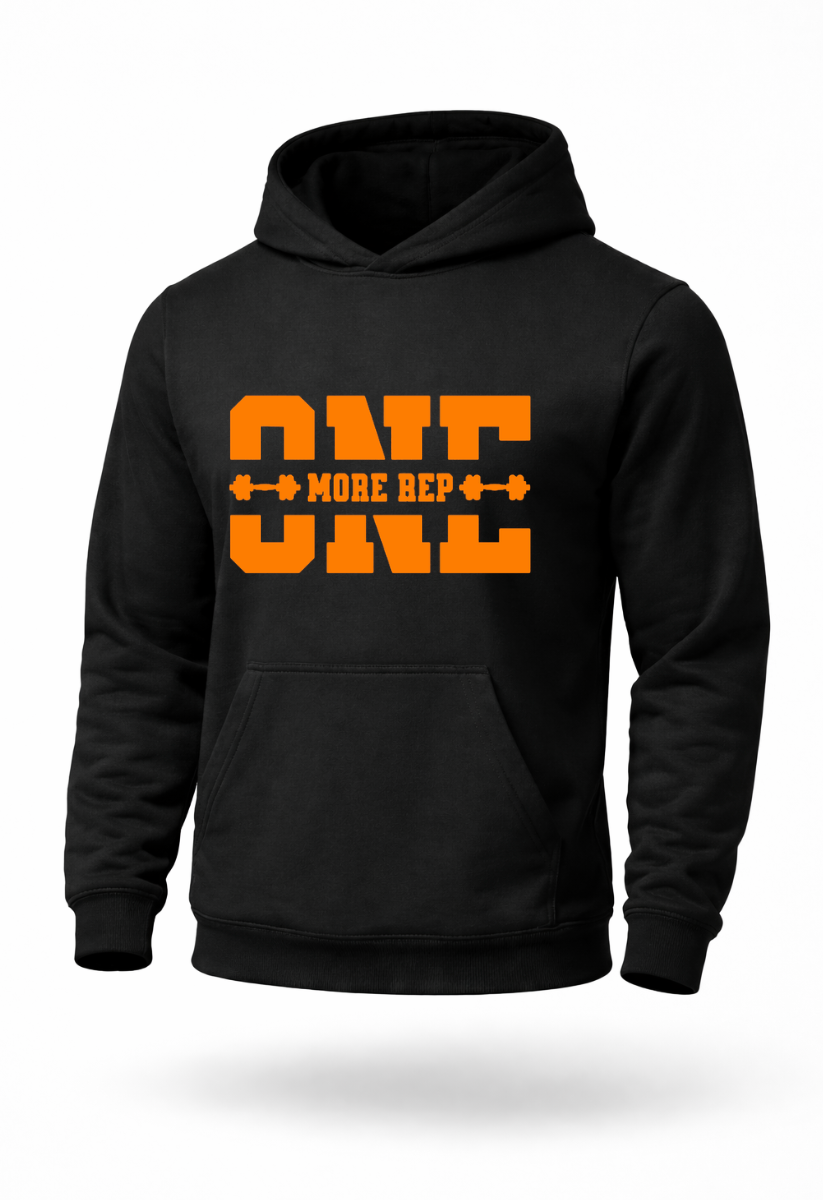 One More Rep fitness motivation gym hoodie
