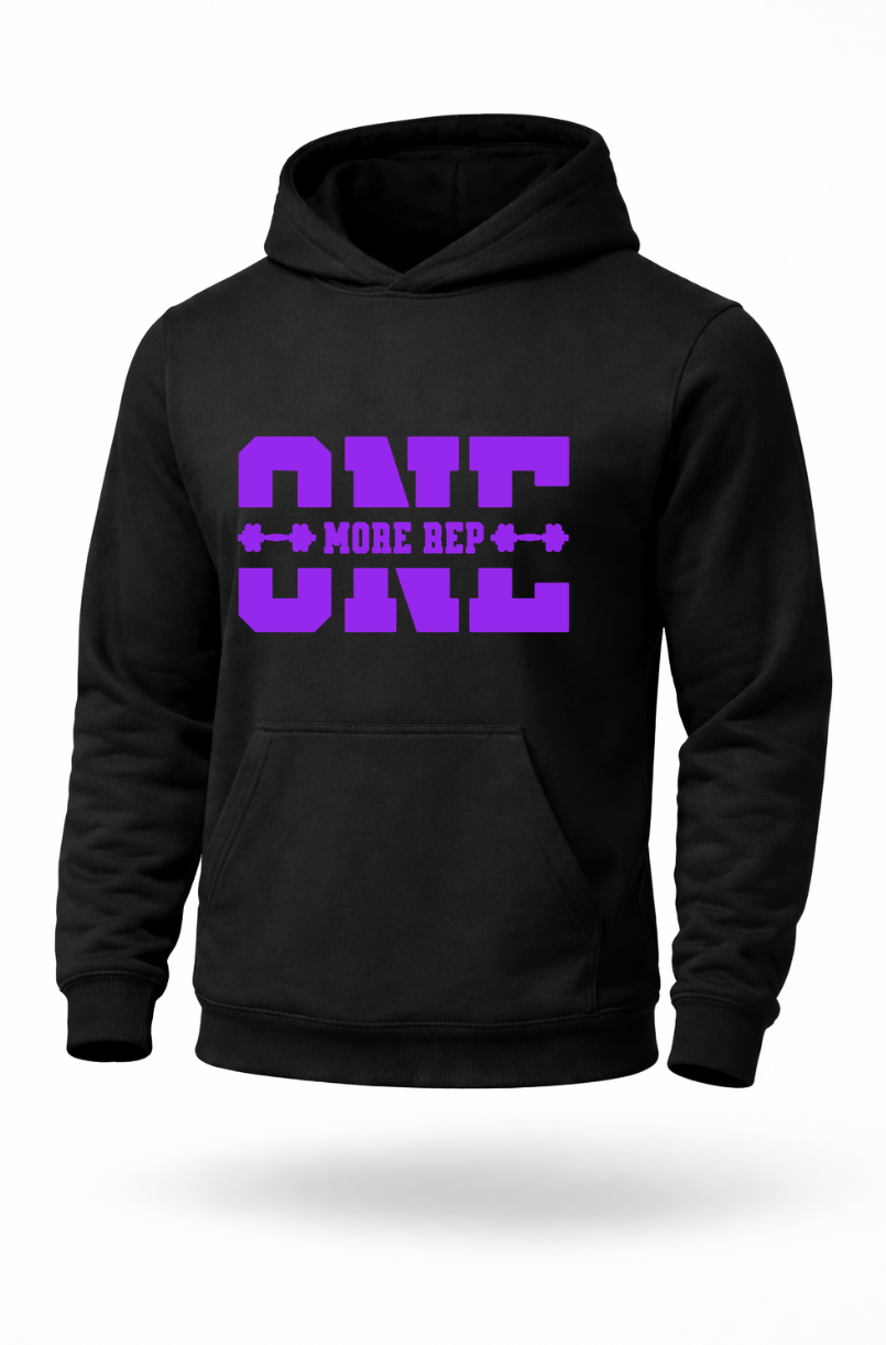 One More Rep fitness motivation gym hoodie