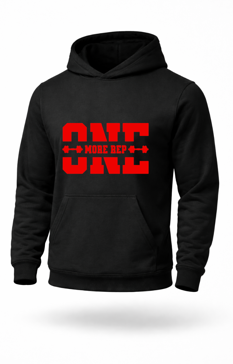 One More Rep fitness motivation gym hoodie