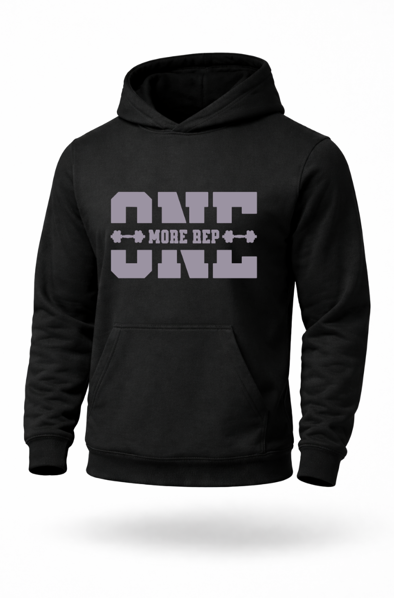 One More Rep fitness motivation gym hoodie