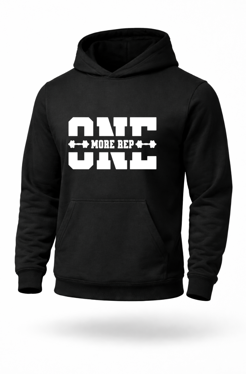 One More Rep fitness motivation gym hoodie