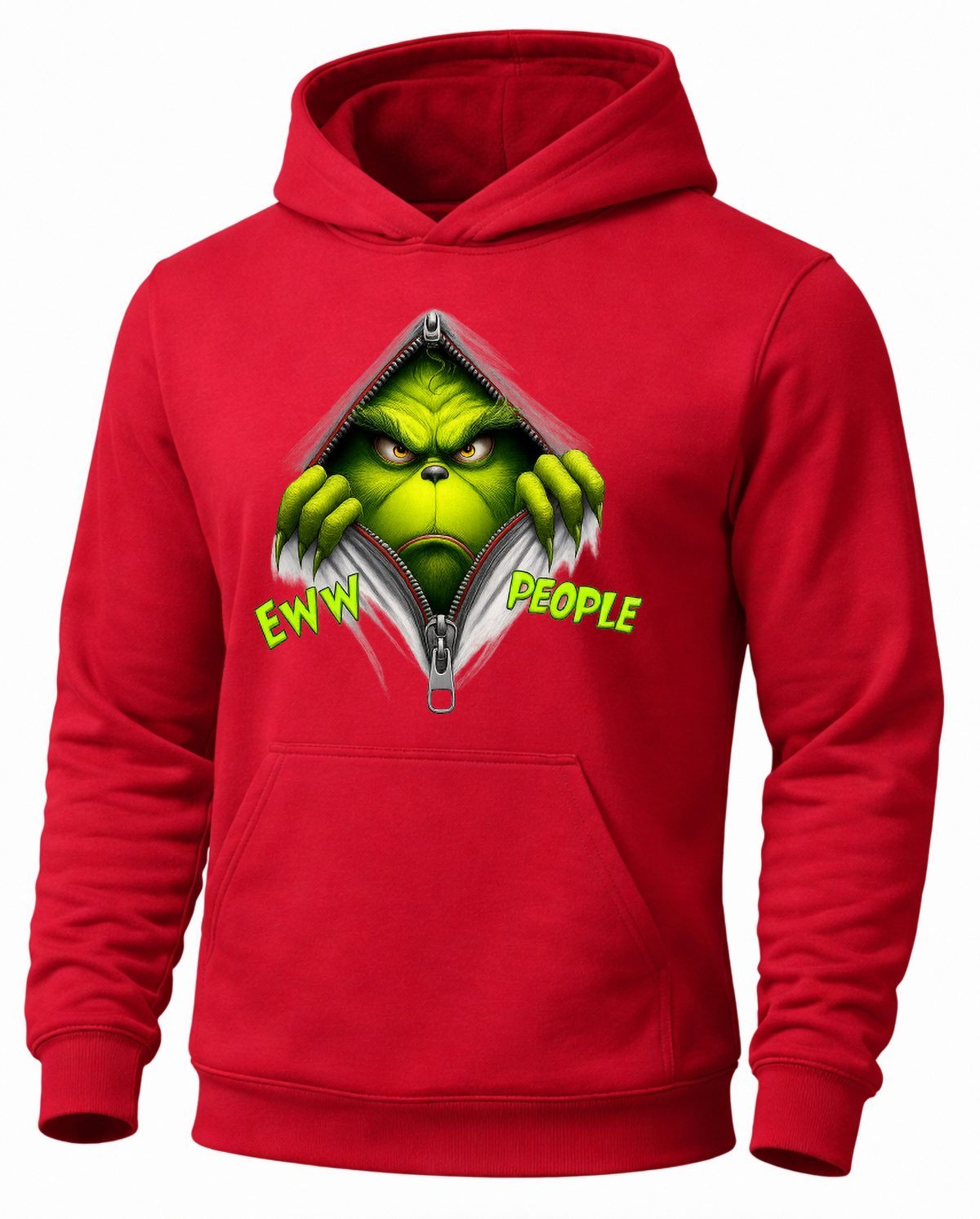 Red Eww People Grinch hoodie with funny sarcastic Christmas graphic