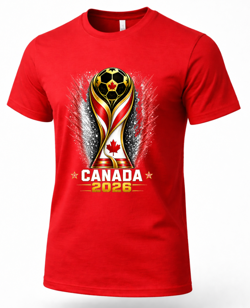 Red Canada 2026 World Cup soccer t-shirt mockup