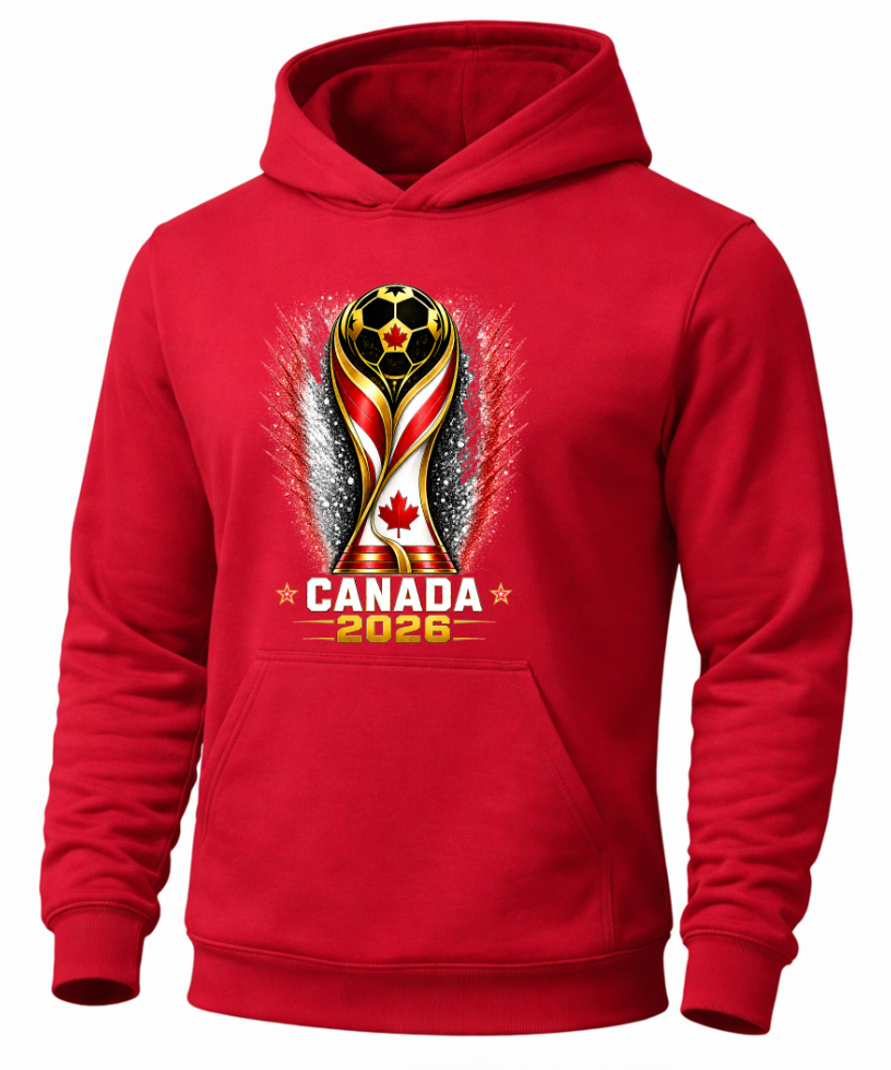 Red Canada World Cup 2026 hoodie mockup