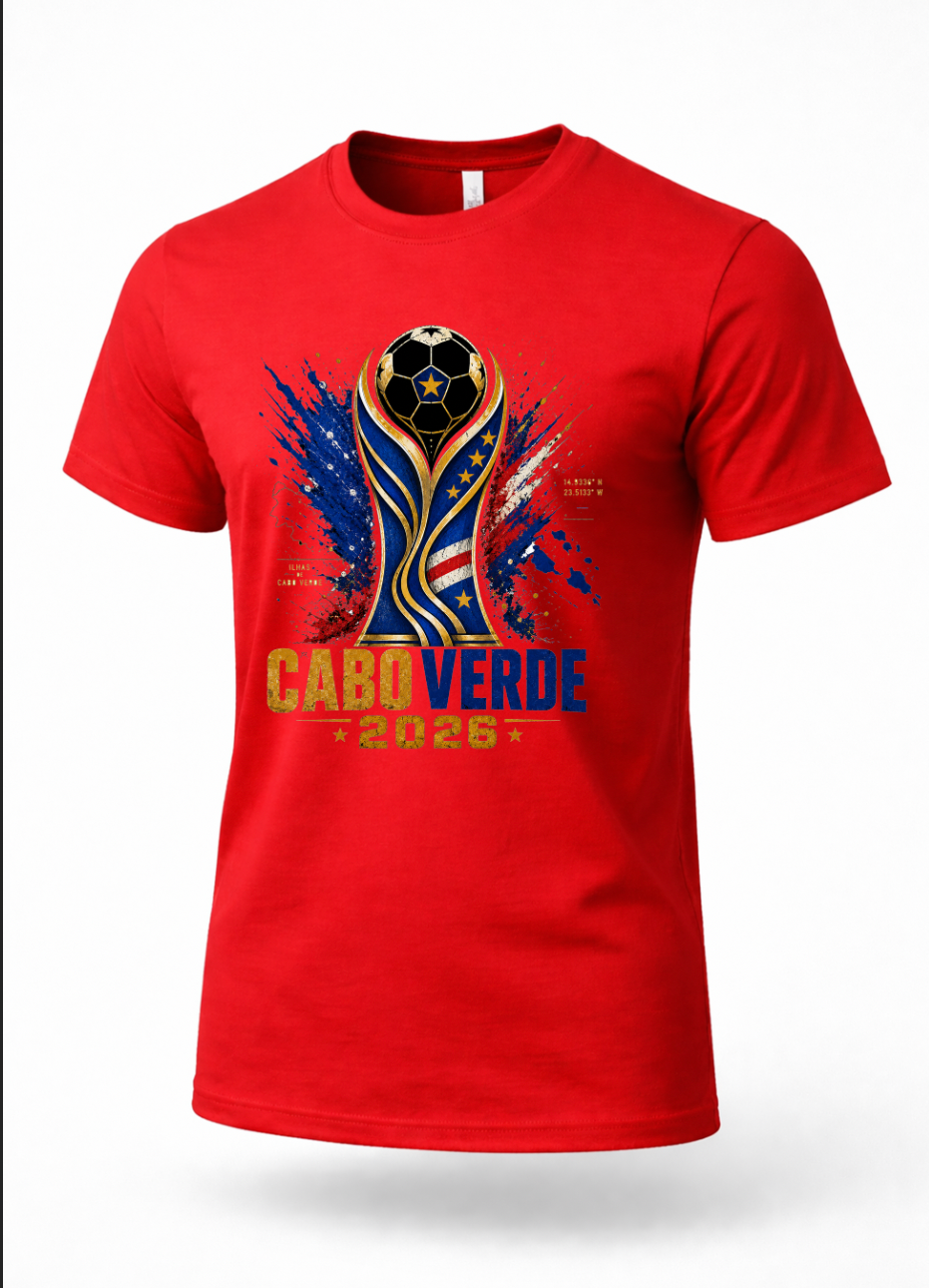 Red Cape Verde football shirt for soccer supporters and Cape Verde fans