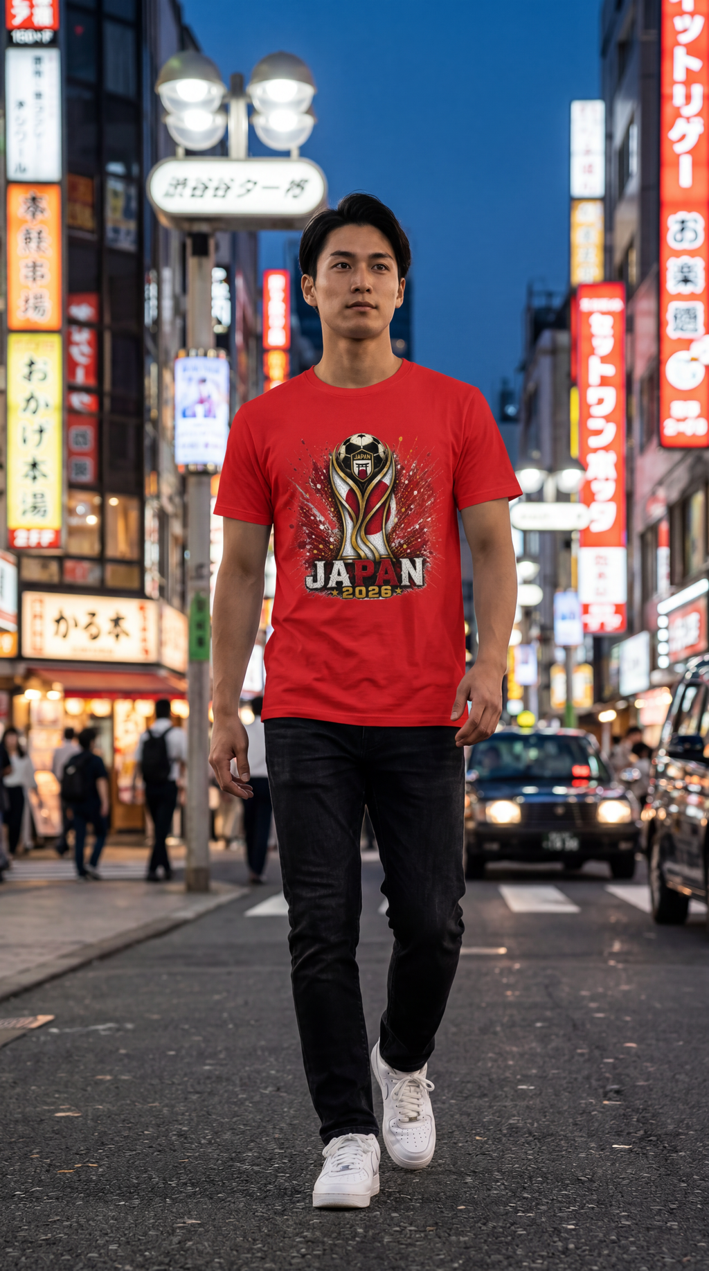 Red Japan Soccer Fan Shirt Japanese Football Apparel