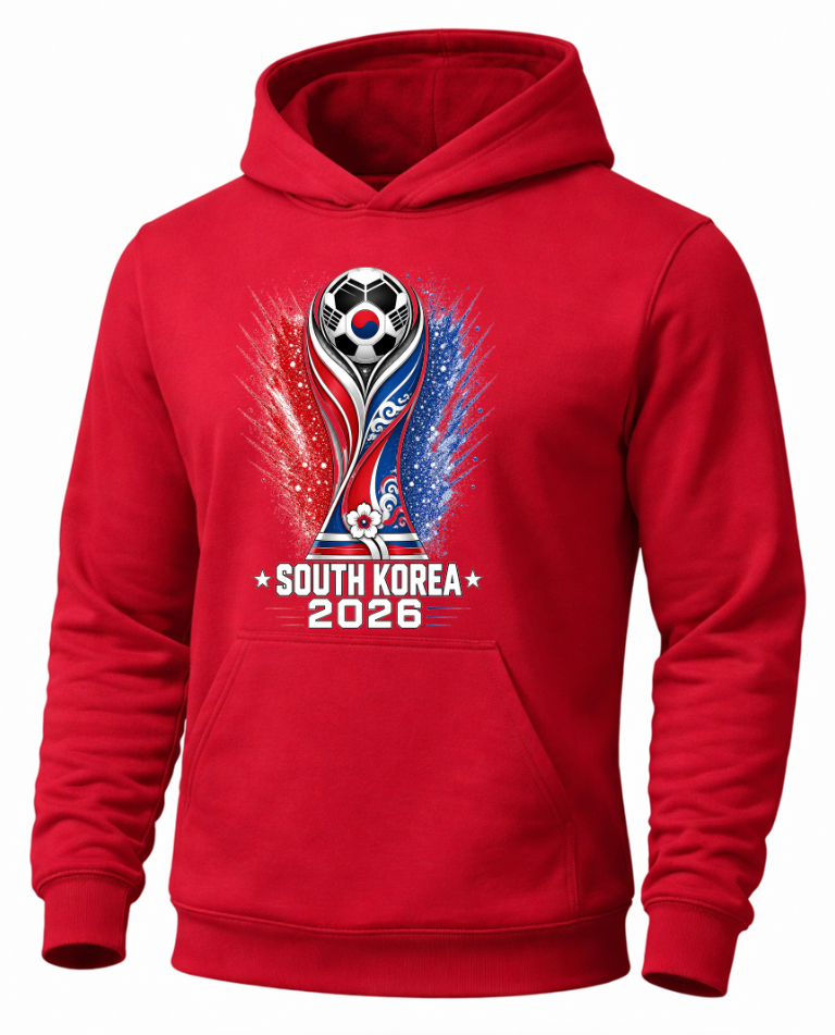 Red South Korea soccer supporter hoodie front view