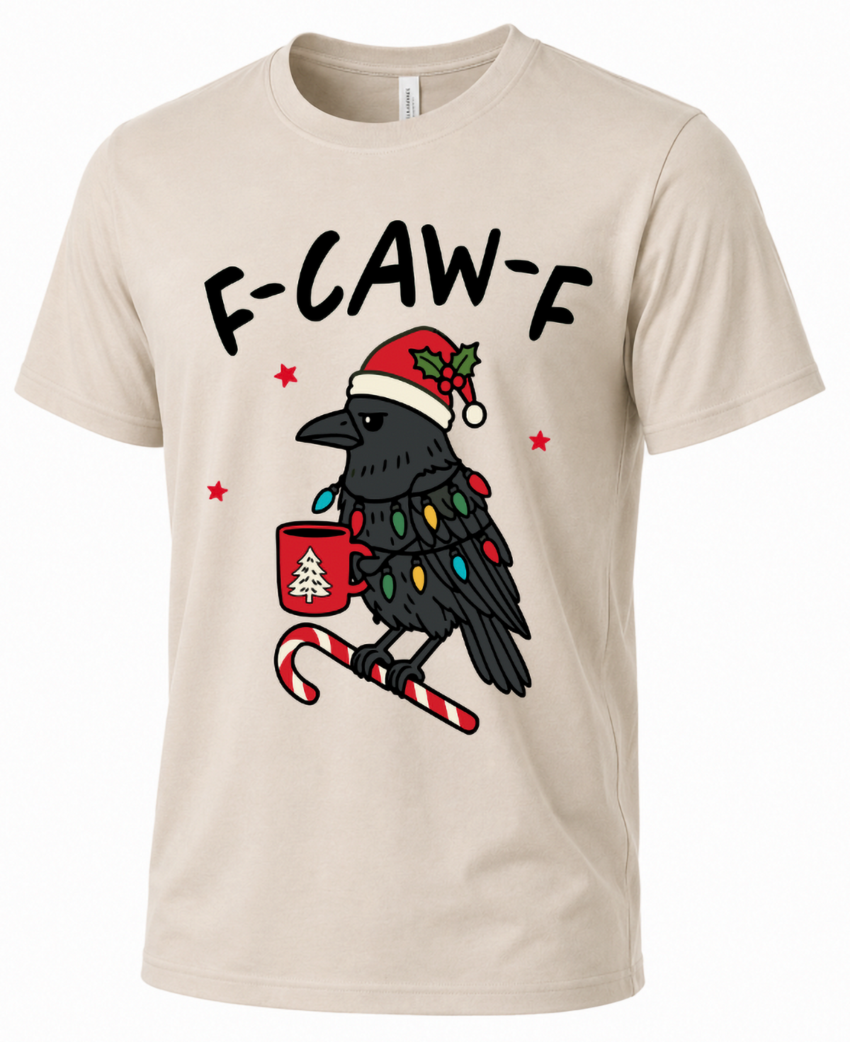 Sand F-Caw-F Christmas shirt with festive crow and candy cane design