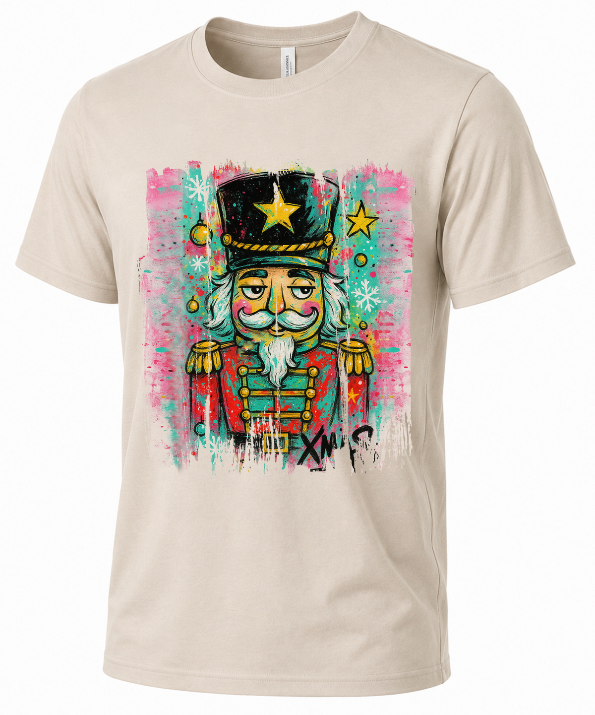 Sand Christmas shirt featuring colorful graffiti nutcracker holiday design