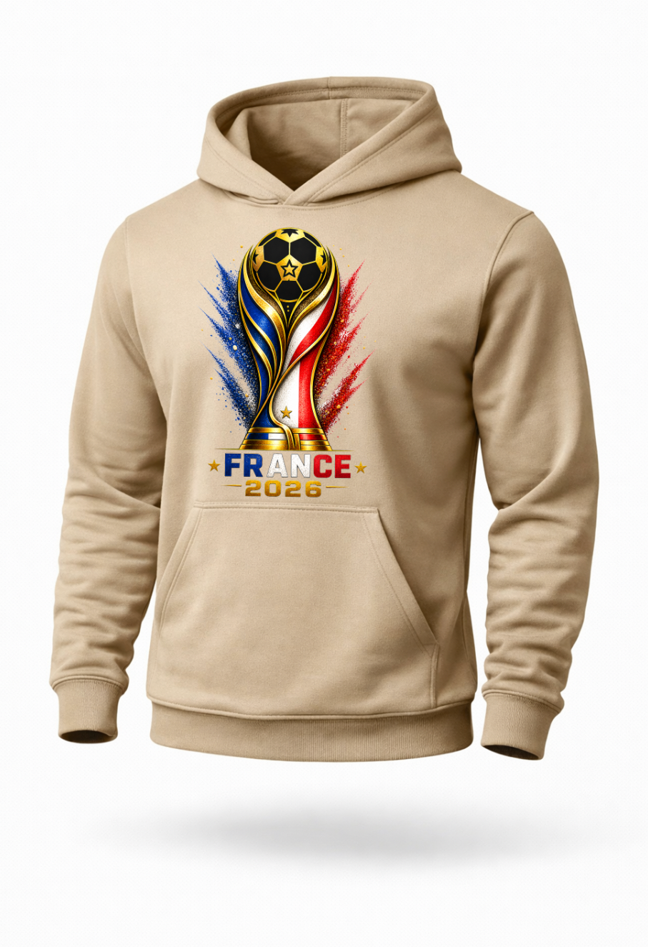 Sand France 2026 football graphic hoodie mockup with French supporter artwork